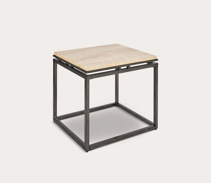 Koy Travertine Marble Square End Table by Madison Park
