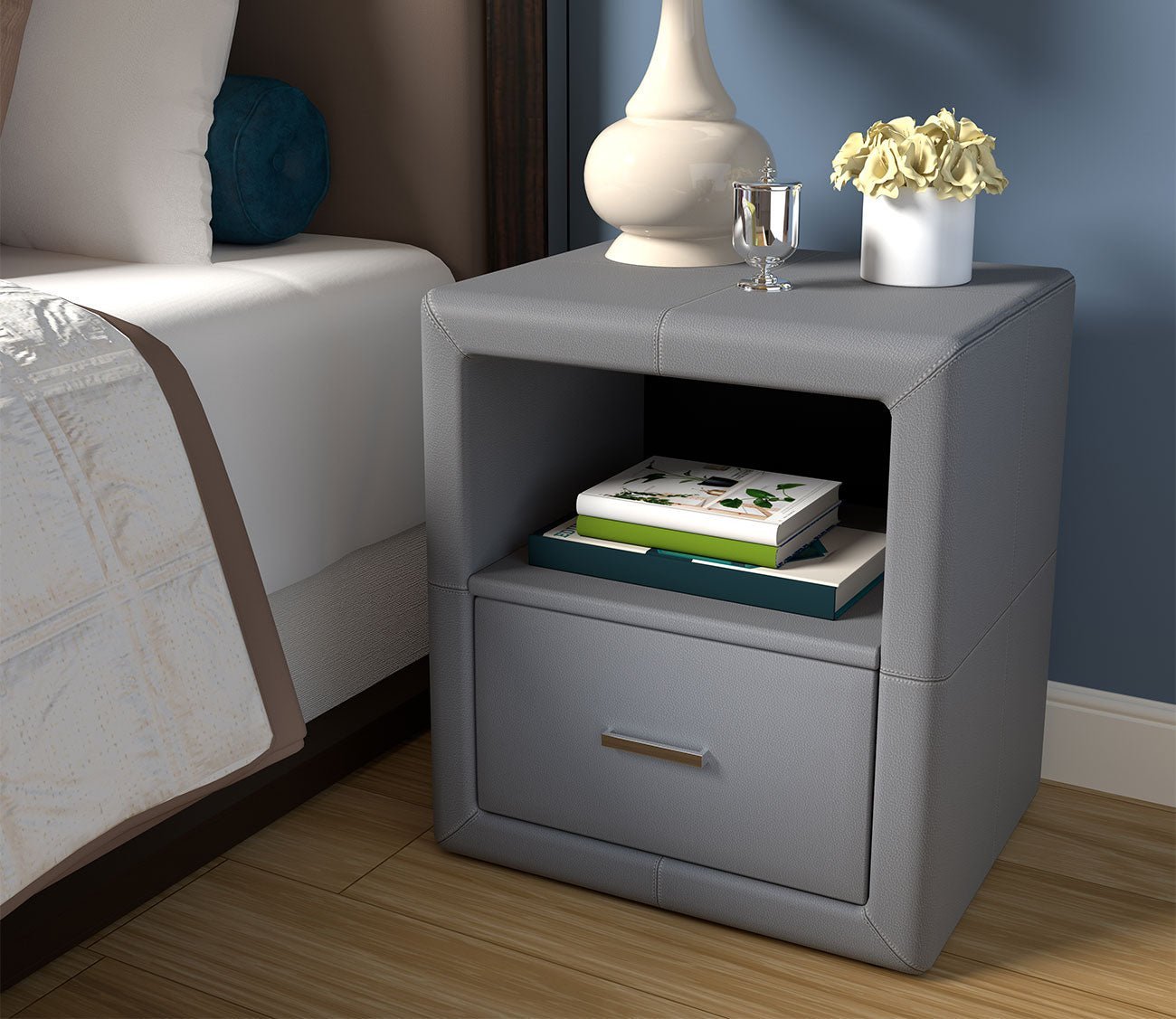 Kristal Faux Leather Upholstered Nightstand by Arkotec