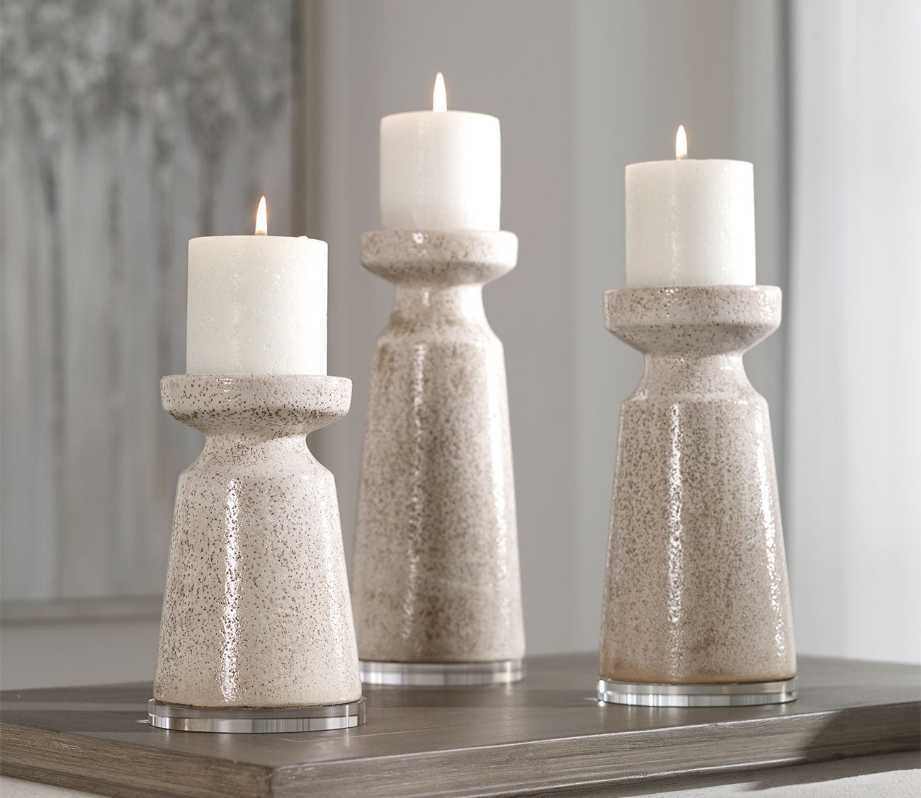 Kyan Ceramic Candleholders Set of 3 by Uttermost