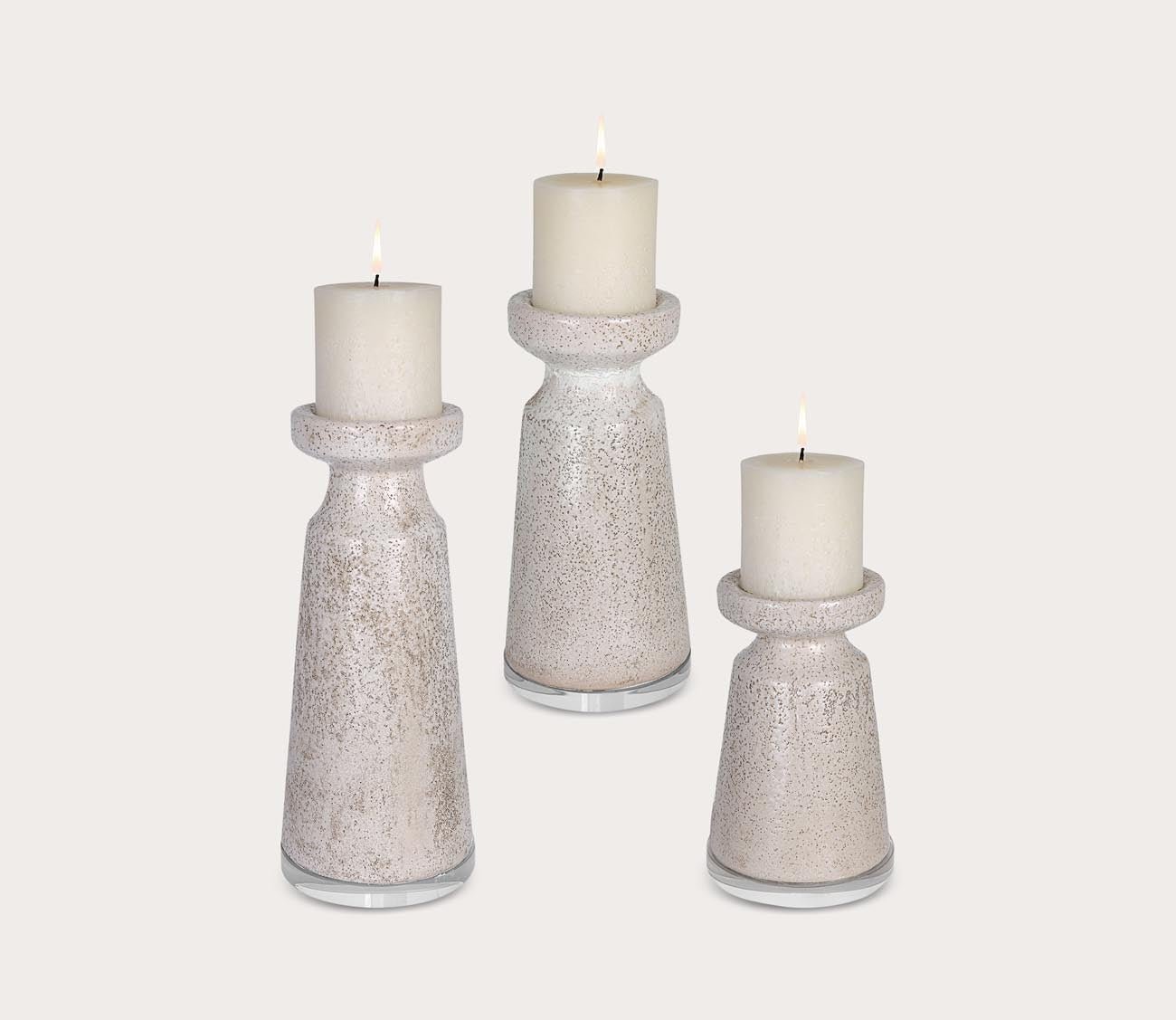 Kyan Ceramic Candleholders Set of 3 by Uttermost