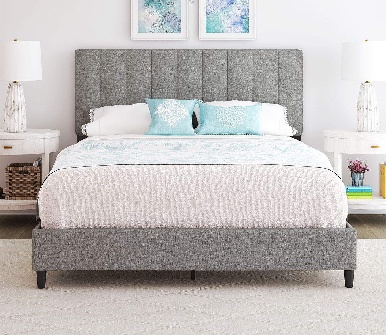 Lafayette Linen Fabric Upholstered Platform Bed