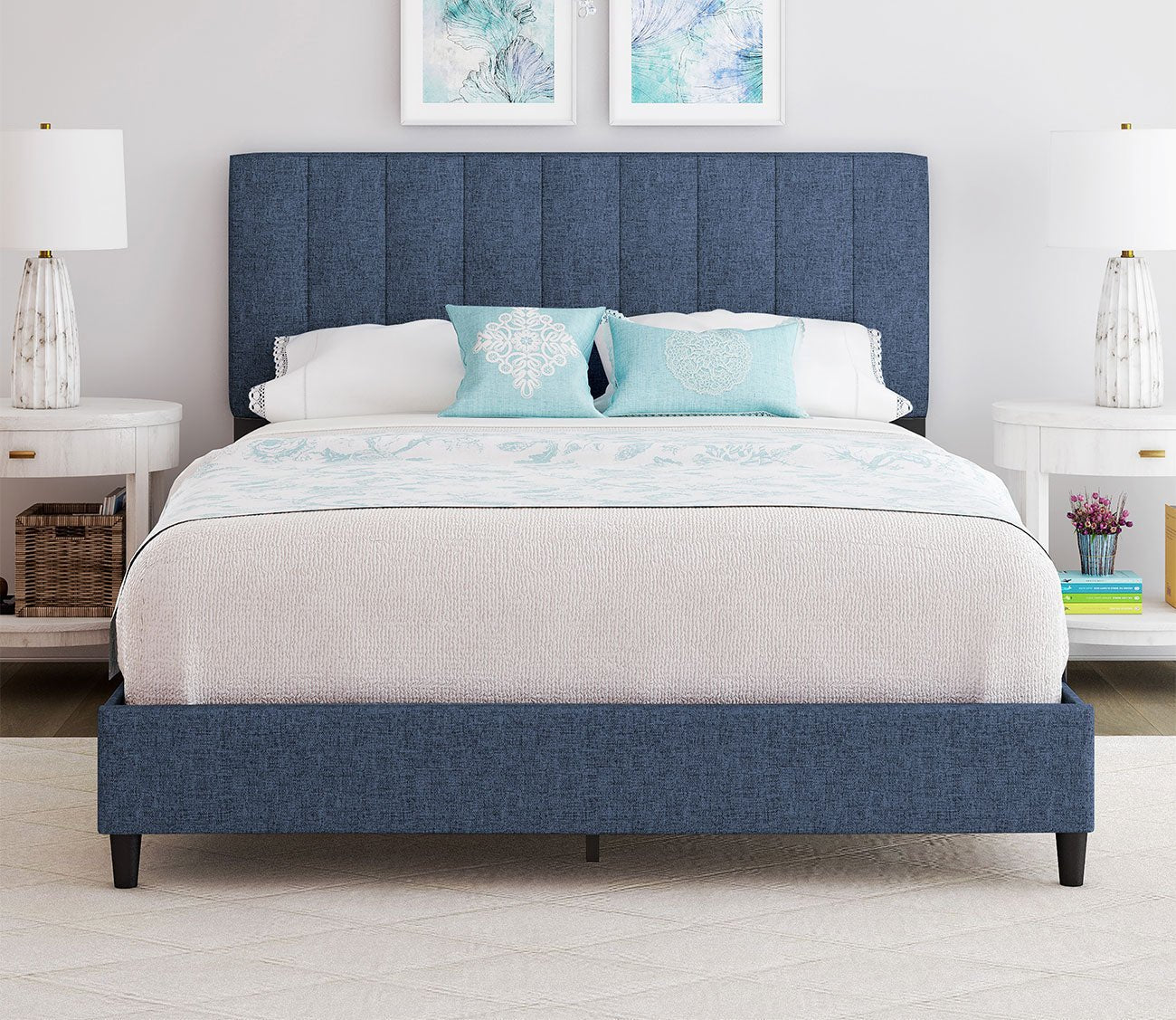 Lafayette Linen Fabric Upholstered Platform Bed by Arkotec