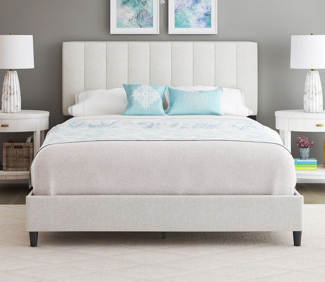 Lafayette Linen Fabric Upholstered Platform Bed by Arkotec