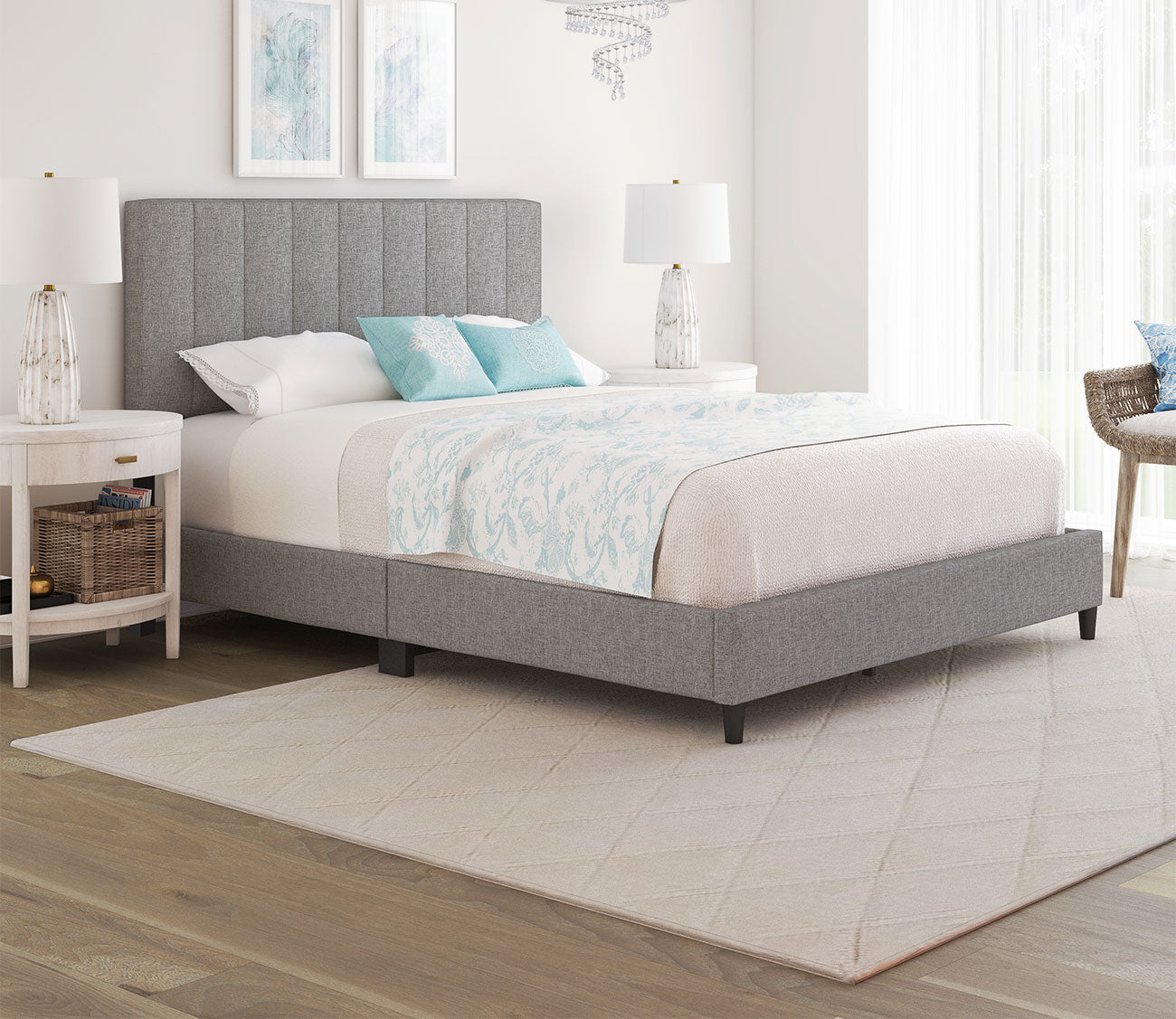Lafayette Linen Fabric Upholstered Platform Bed by Arkotec