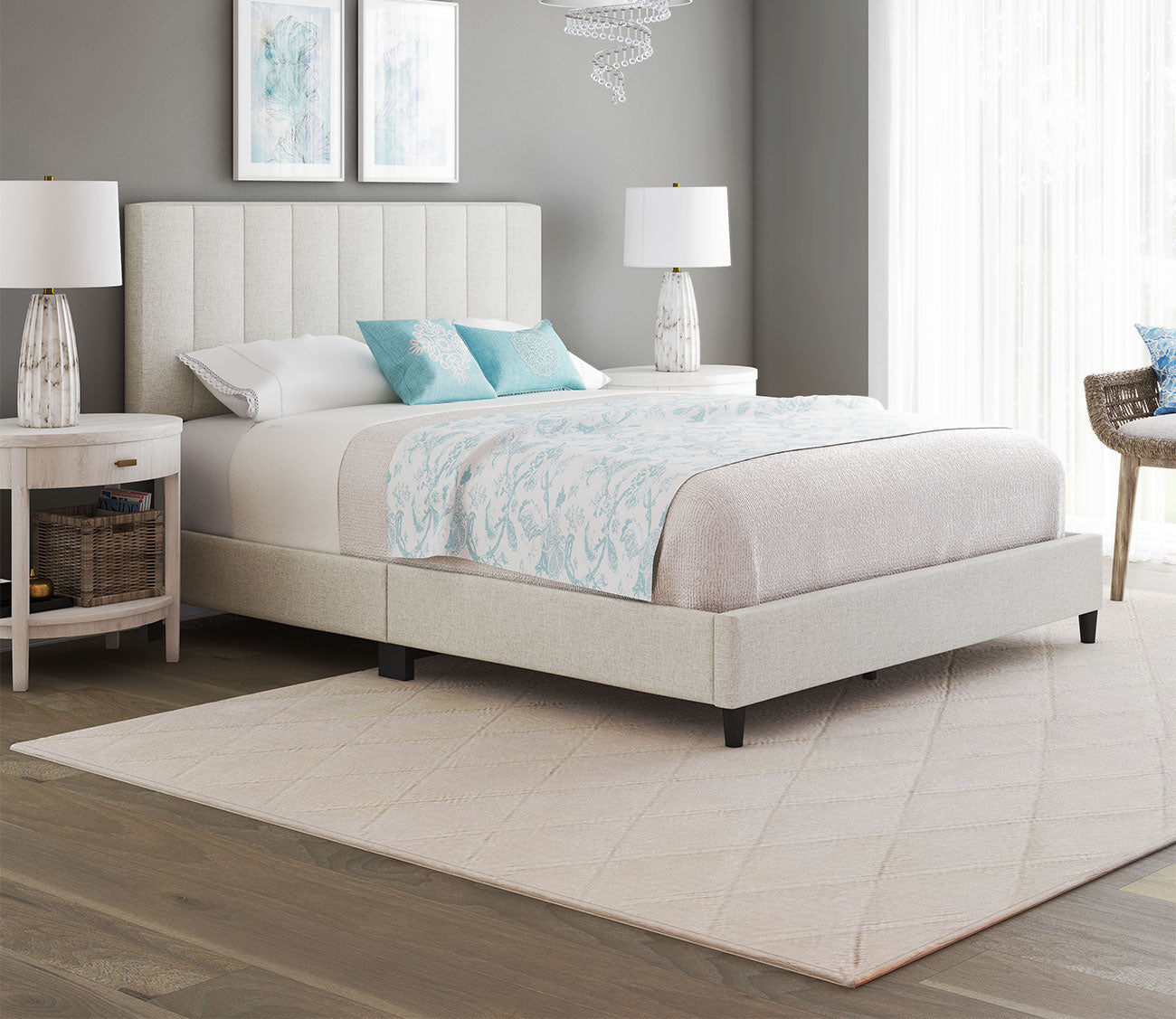 Lafayette Linen Fabric Upholstered Platform Bed by Arkotec