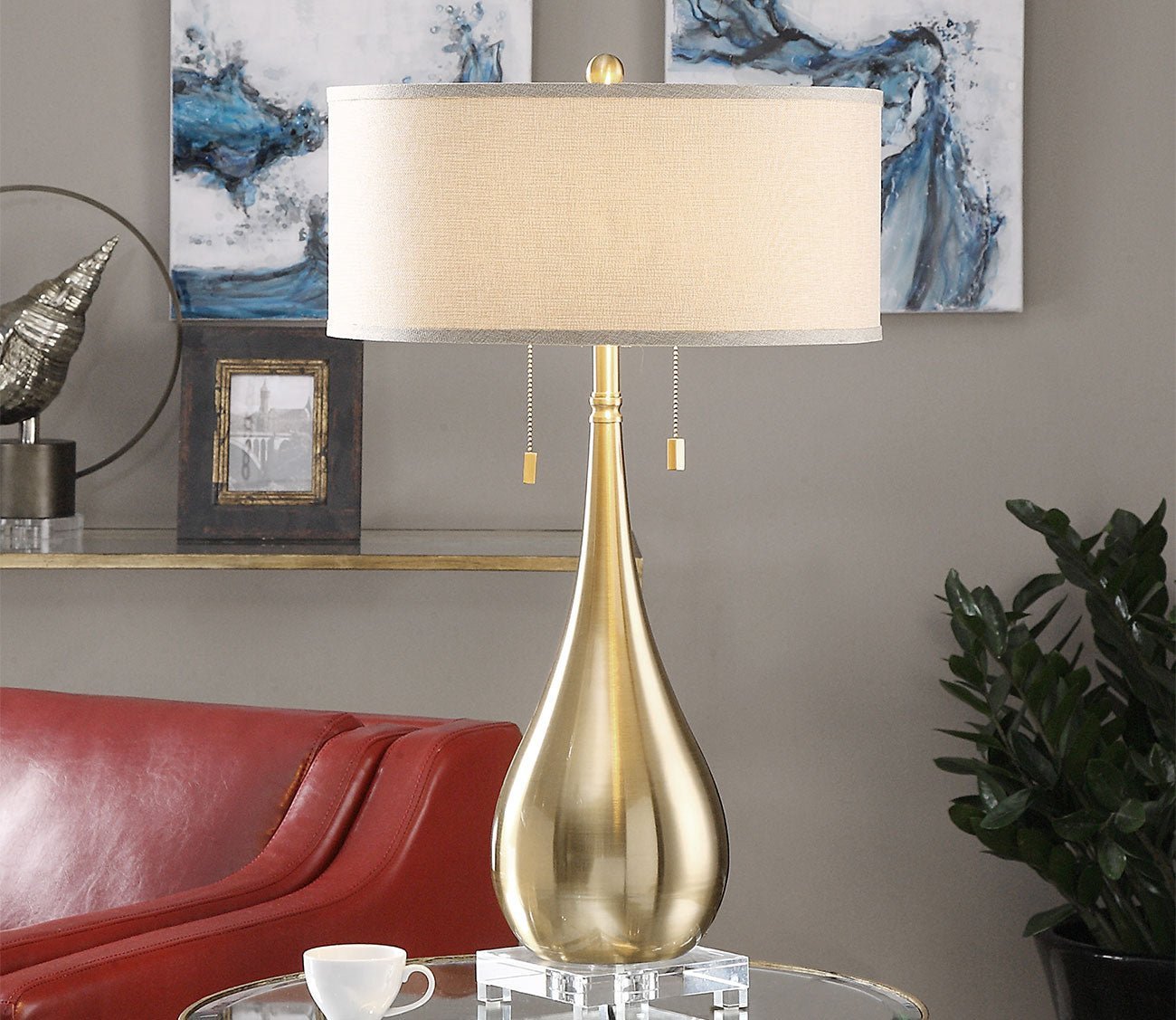 Lagrima Brushed Brass Table Lamp