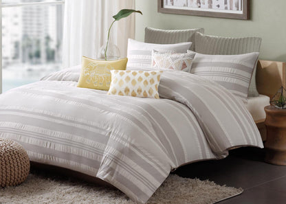 Lakeside Cotton Seersucker Stripe 3-Piece Duvet Cover Set by INK + IVY
