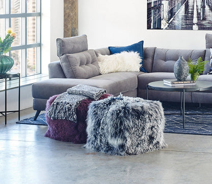 Lamb Fur Square Pouf by Moe's Furniture