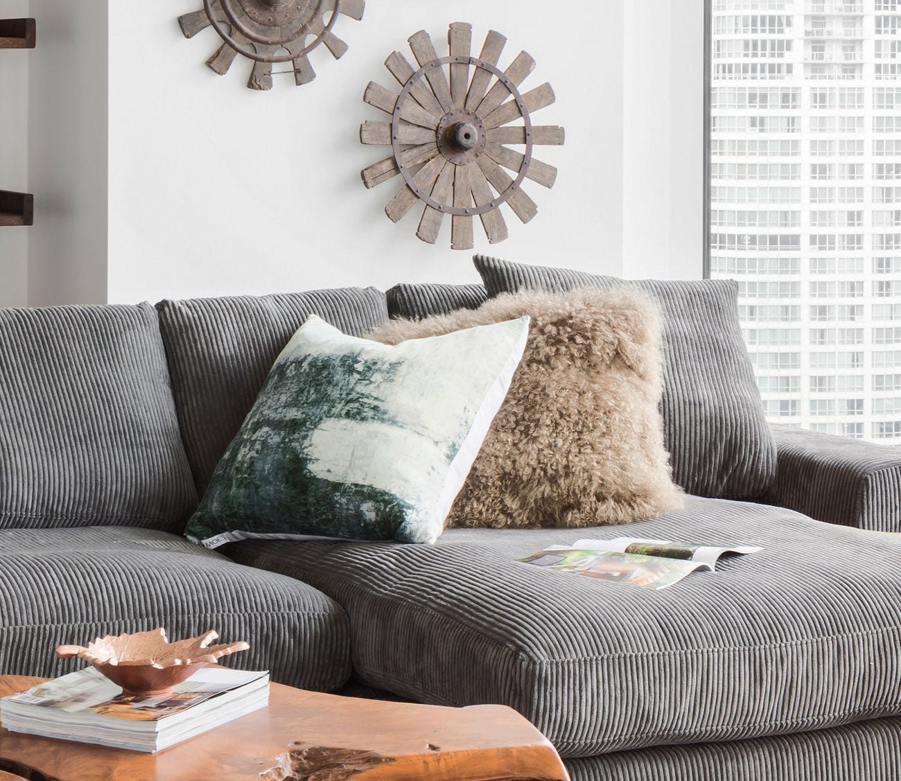 Lamb Fur Square Throw Pillow by Moe's Furniture