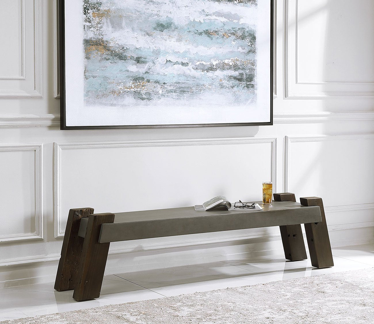 Lavin Industrial Concrete Bench by Uttermost