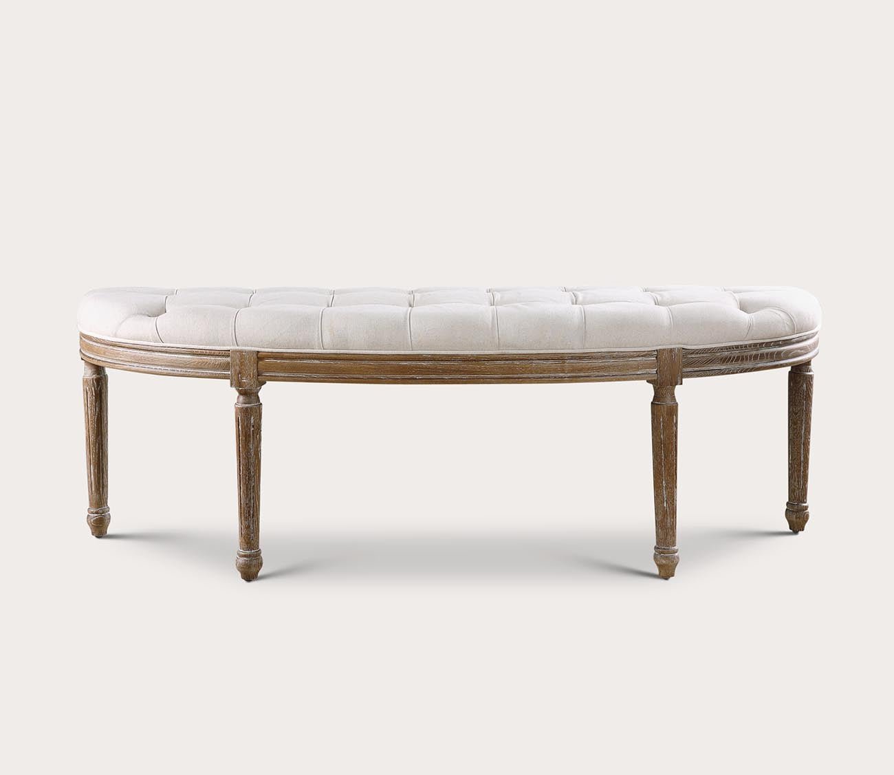 Leggett Tufted White Bench by Uttermost