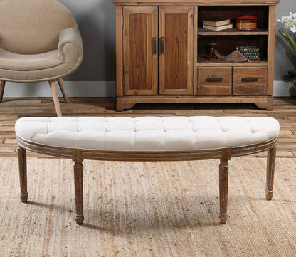 Leggett Tufted White Bench by Uttermost
