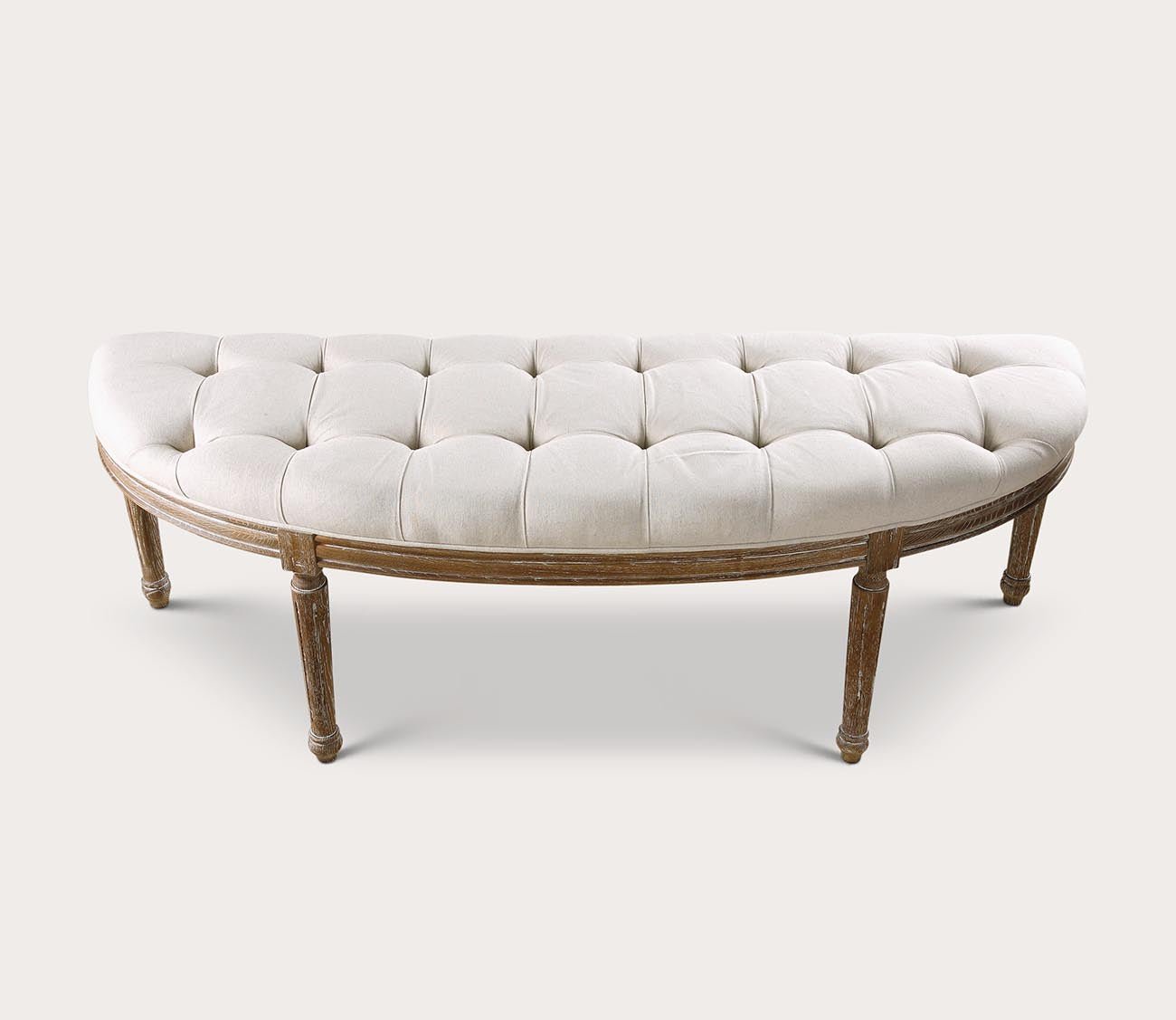 Leggett Tufted White Bench by Uttermost