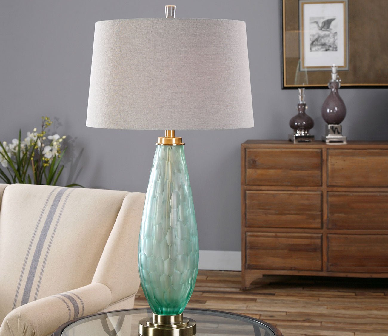 Lenado Sea Green Glass Table Lamp