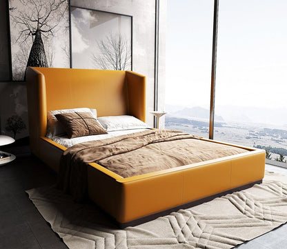 Lenyx Faux Leather Upholstered Wingback Bed by Manhattan Comfort
