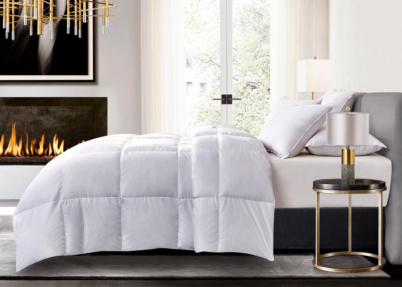 Light Warmth Ultra-Soft Nano-Touch White Down Fiber Comforter