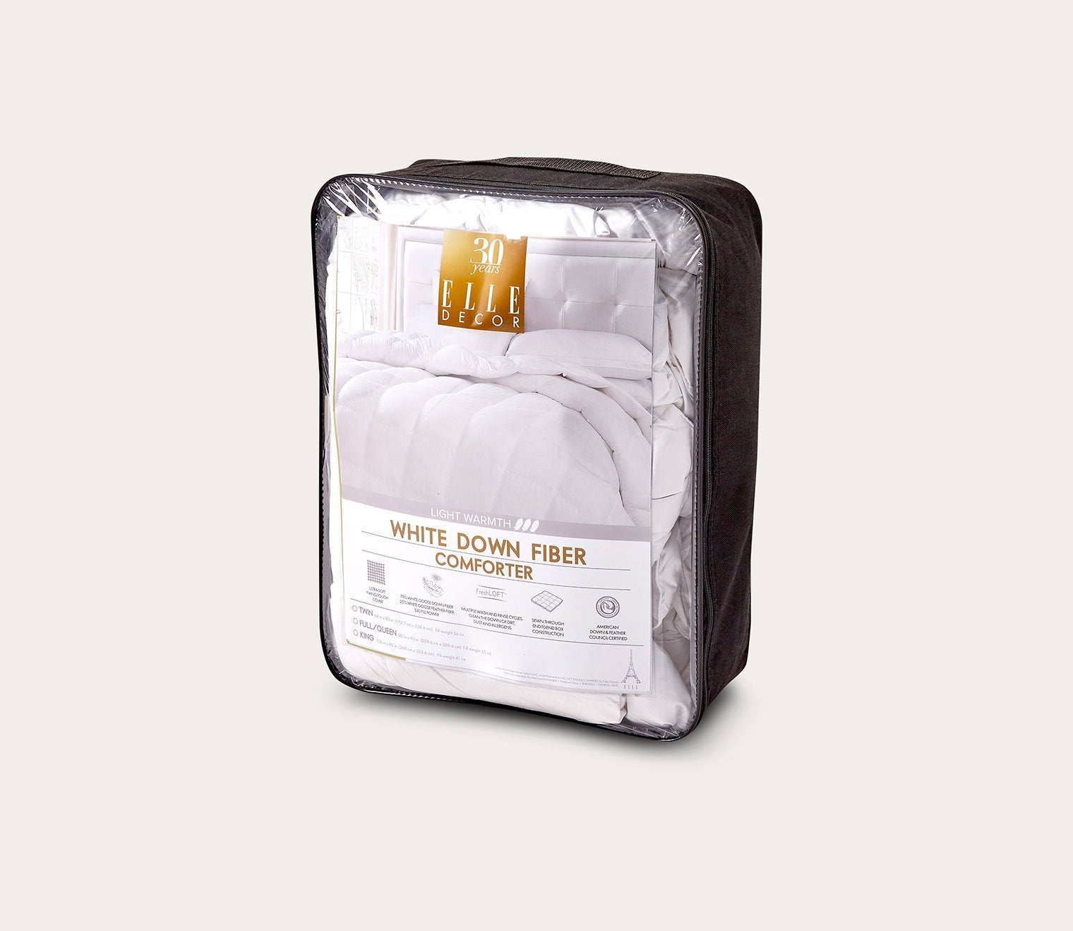 Light Warmth Ultra-Soft Nano-Touch White Down Fiber Comforter by Elle Décor