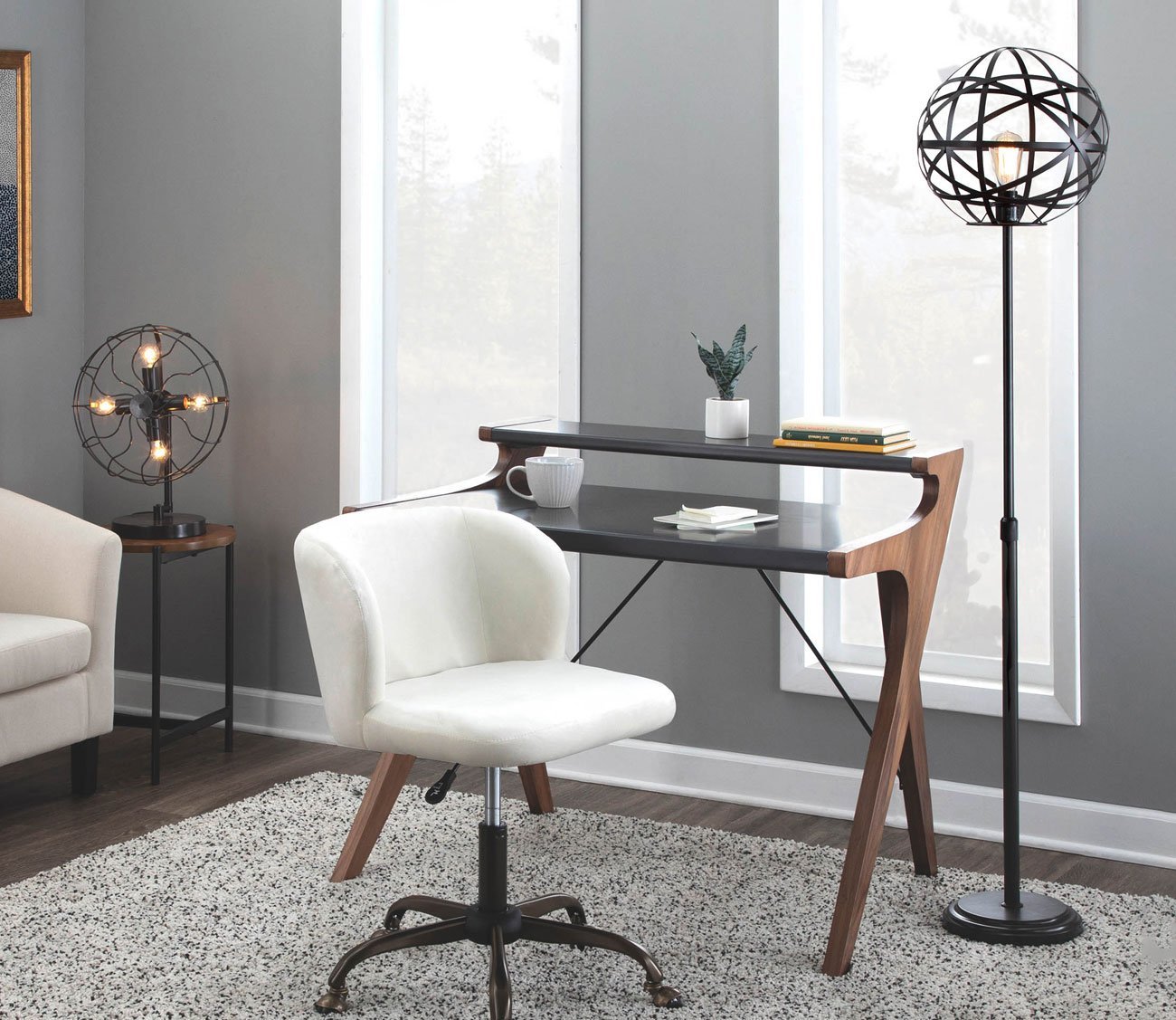 Linx Industrial Cage Metal Floor Lamp by LumiSource