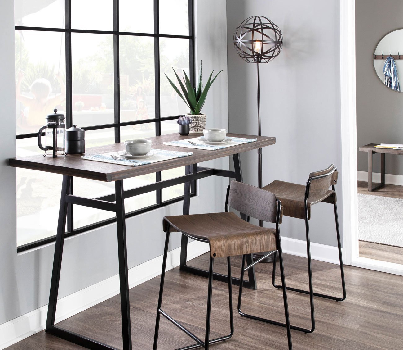 Linx Industrial Cage Metal Floor Lamp by LumiSource