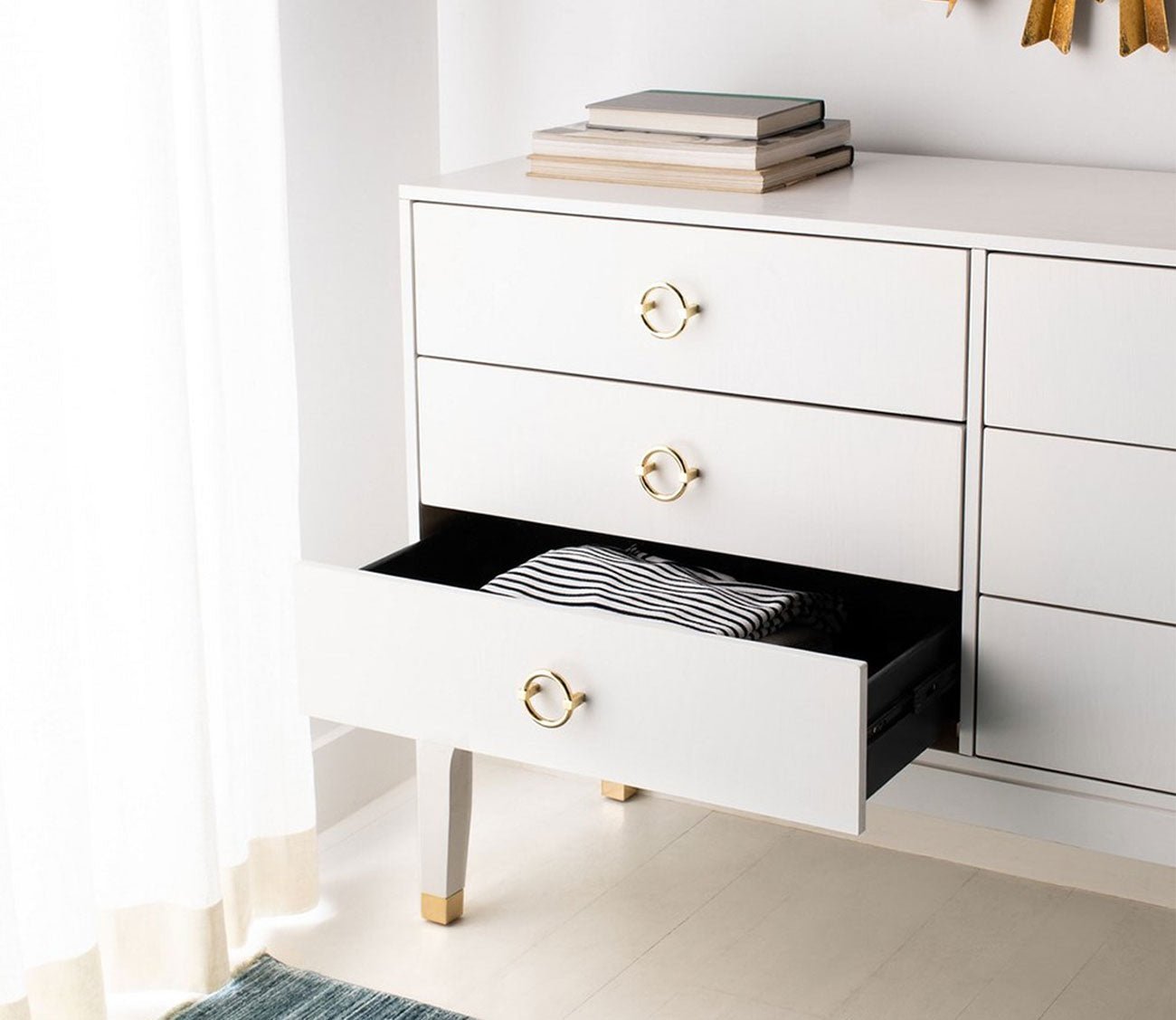 Lorna 6-Drawer White Wood Dresser by Safavieh