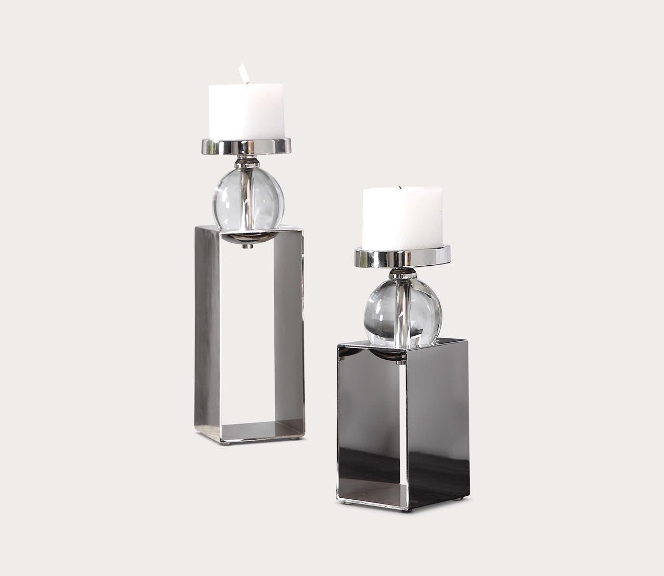 Lucian Nickel Candleholders by Uttermost