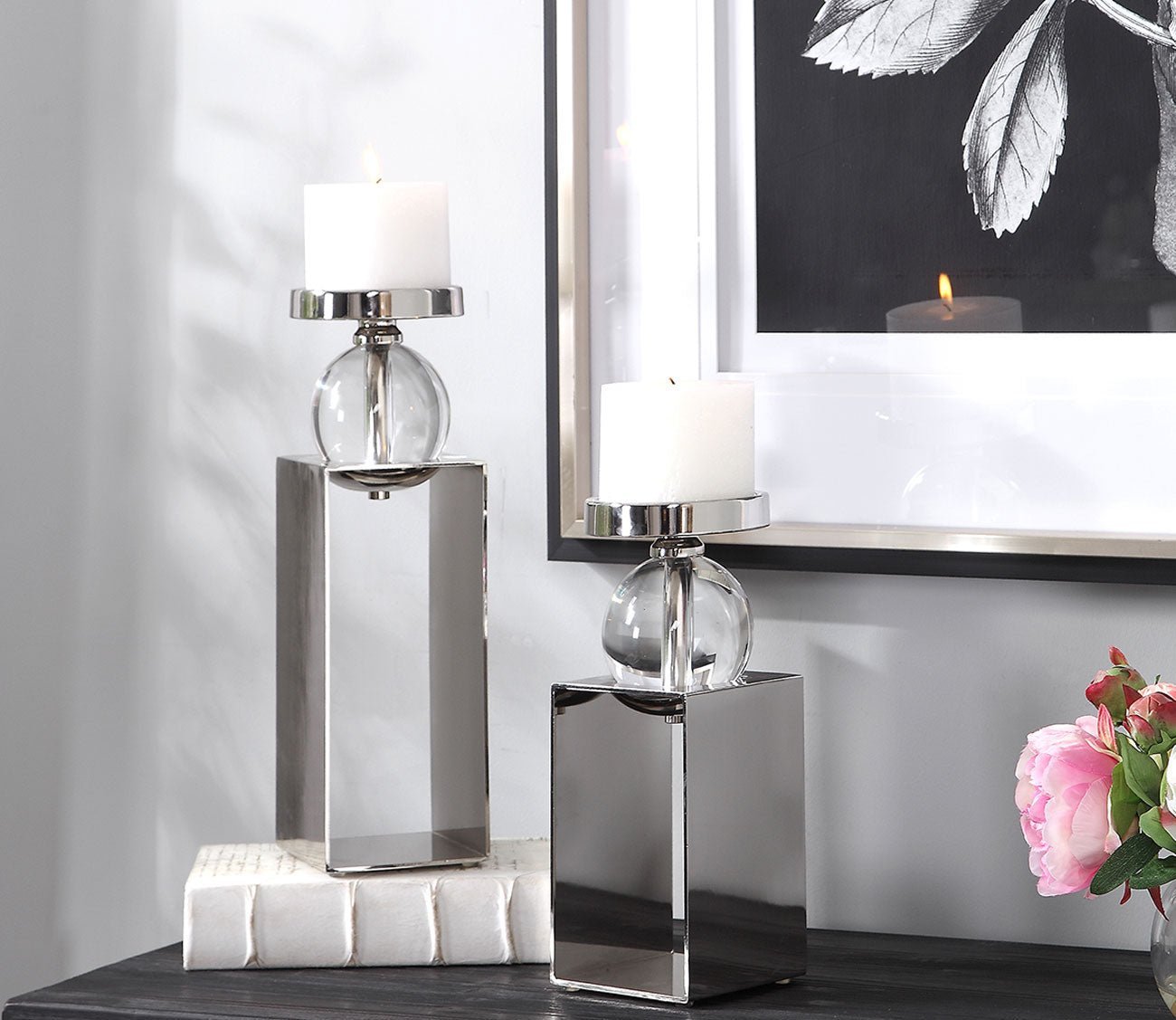 Lucian Nickel Candleholders by Uttermost