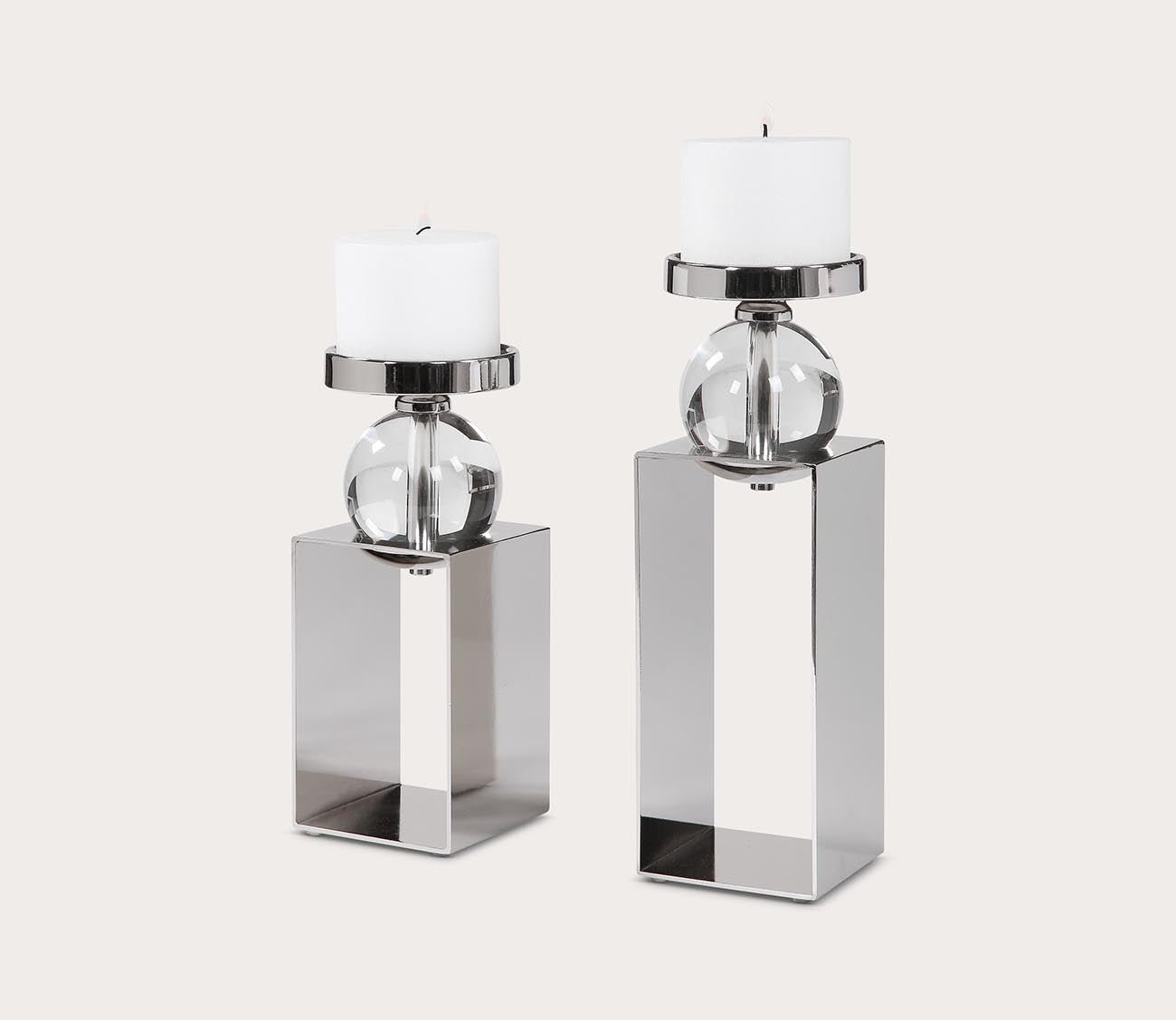 Lucian Nickel Candleholders by Uttermost