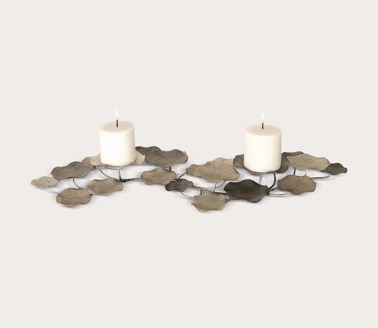 Lying Lotus Metal Candleholders by Uttermost