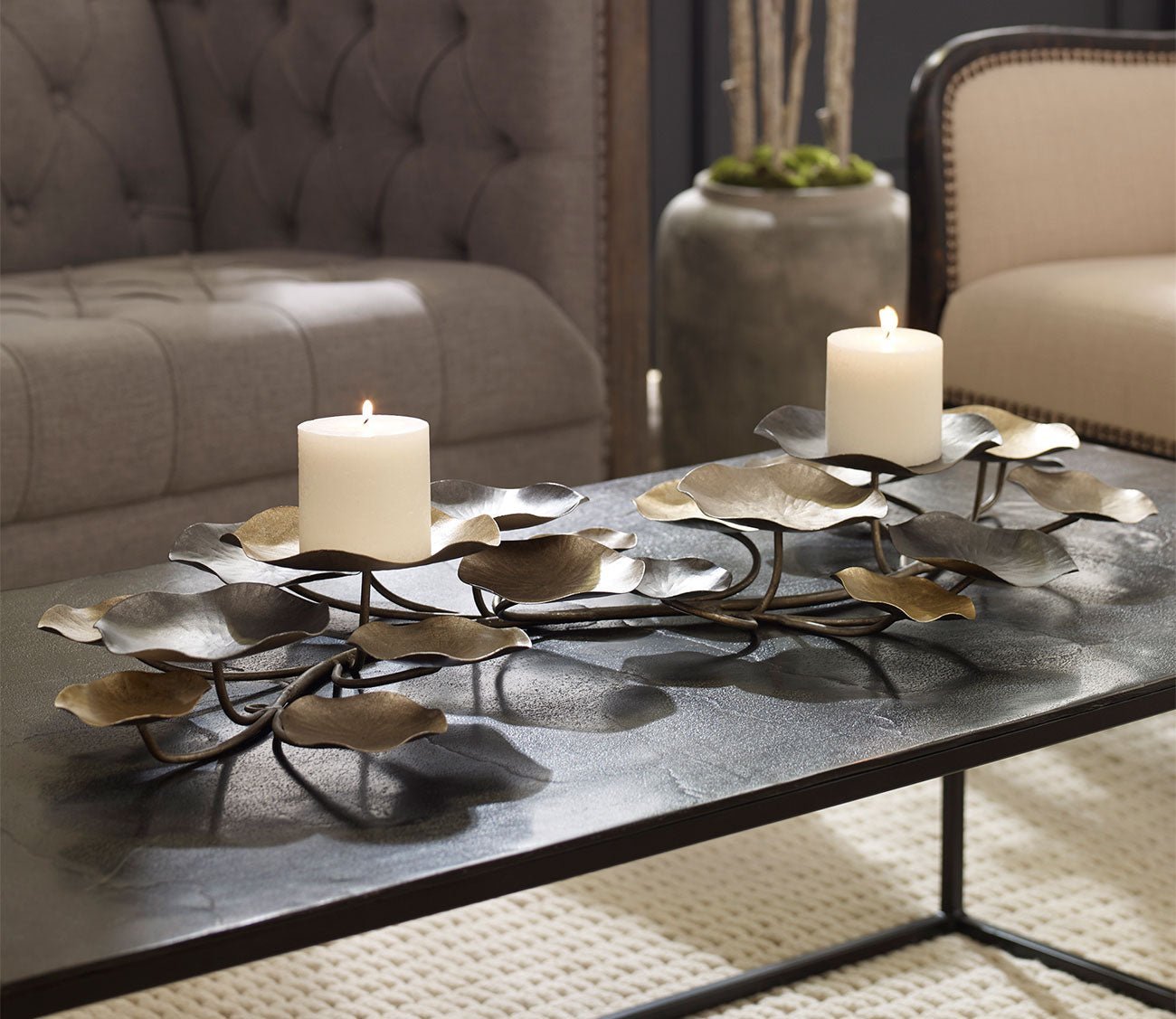 Lying Lotus Metal Candleholders by Uttermost