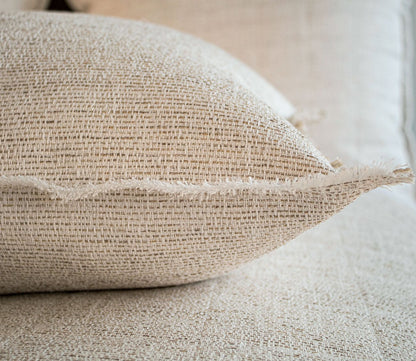 Macau Raw Edge Fringe Throw Pillow by Ann Gish