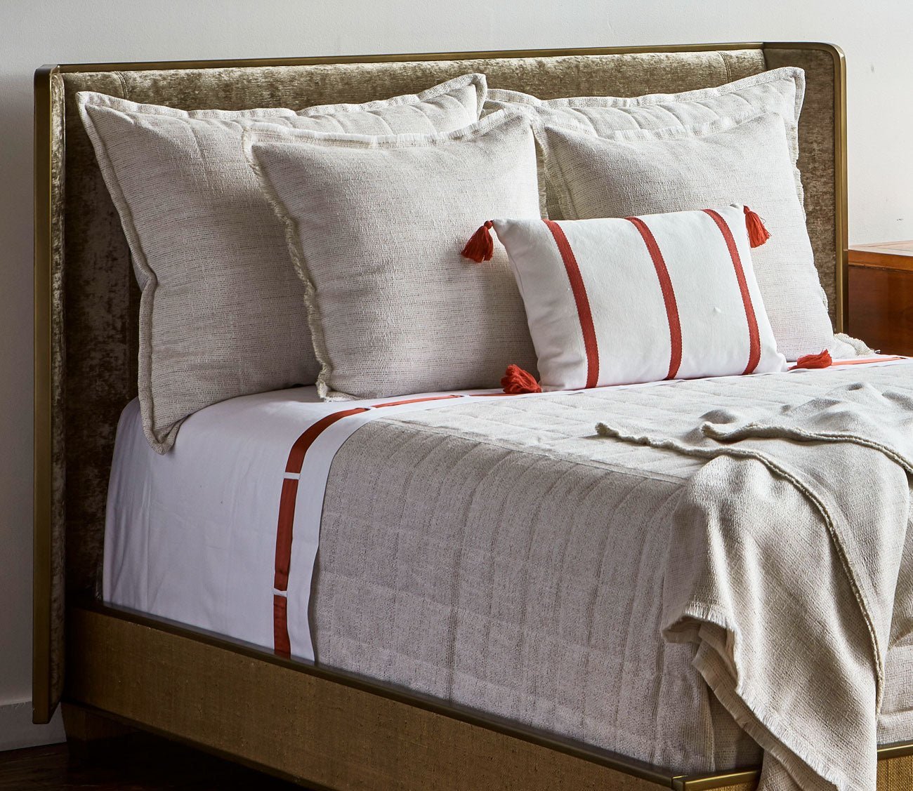 Macau Raw Edge Fringe Throw Pillow by Ann Gish