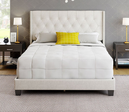 Madeira Wingback Linen Upholstered Platform Bed by Arkotec