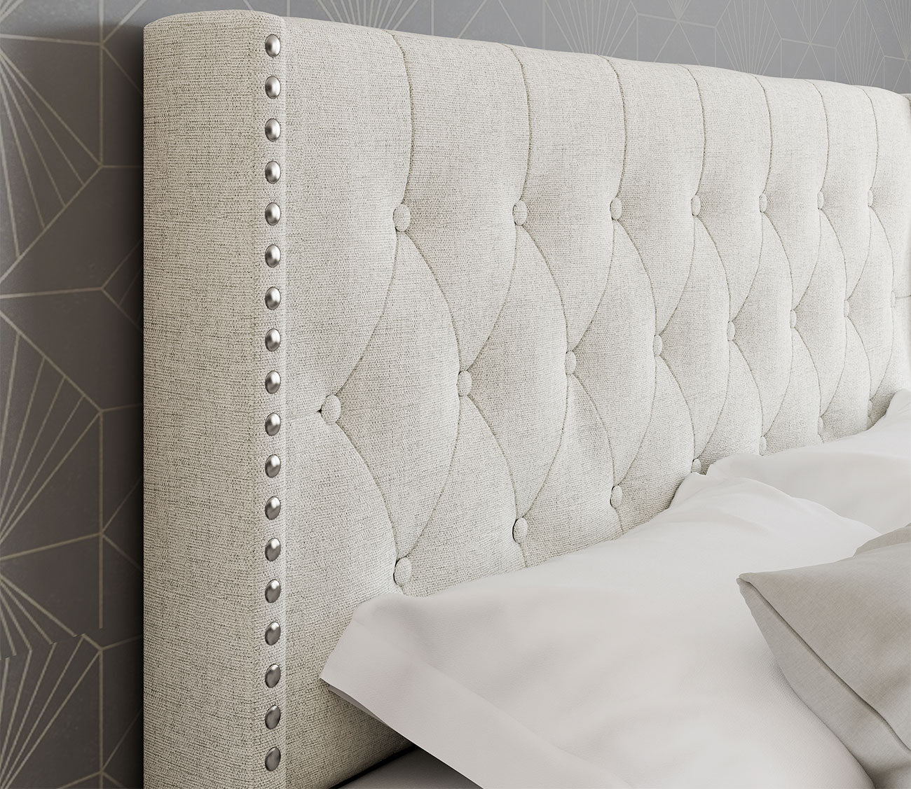 Madeira Wingback Linen Upholstered Platform Bed by Arkotec