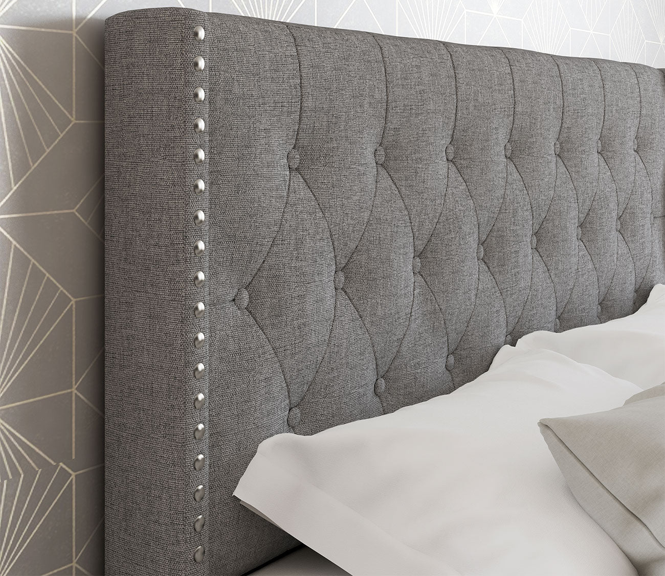 Madeira Wingback Linen Upholstered Platform Bed by Arkotec