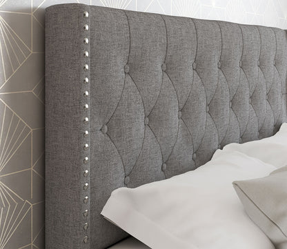Madeira Wingback Linen Upholstered Platform Bed by Arkotec