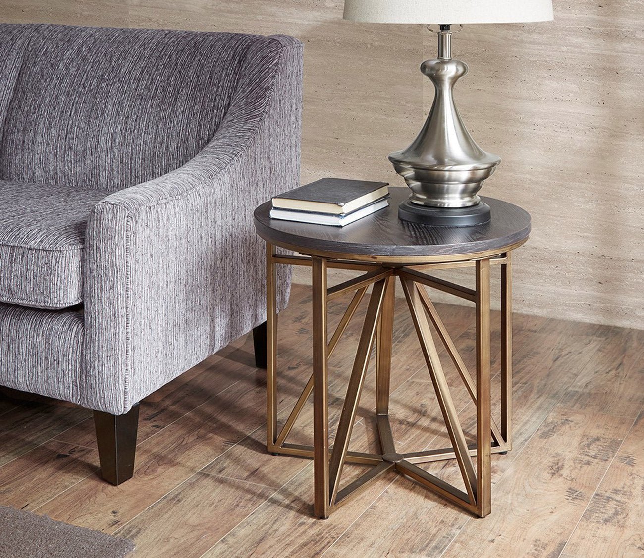Madison Round Bronze Metal End Table