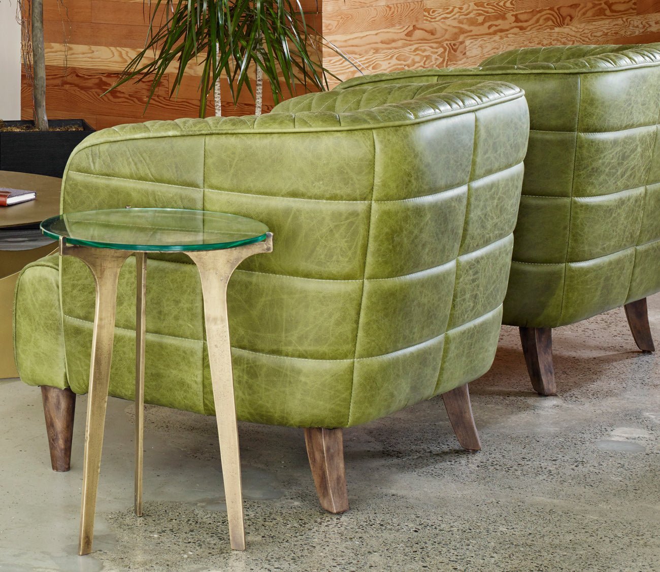 Magdelan Tufted Top-Grain Leather Armchair