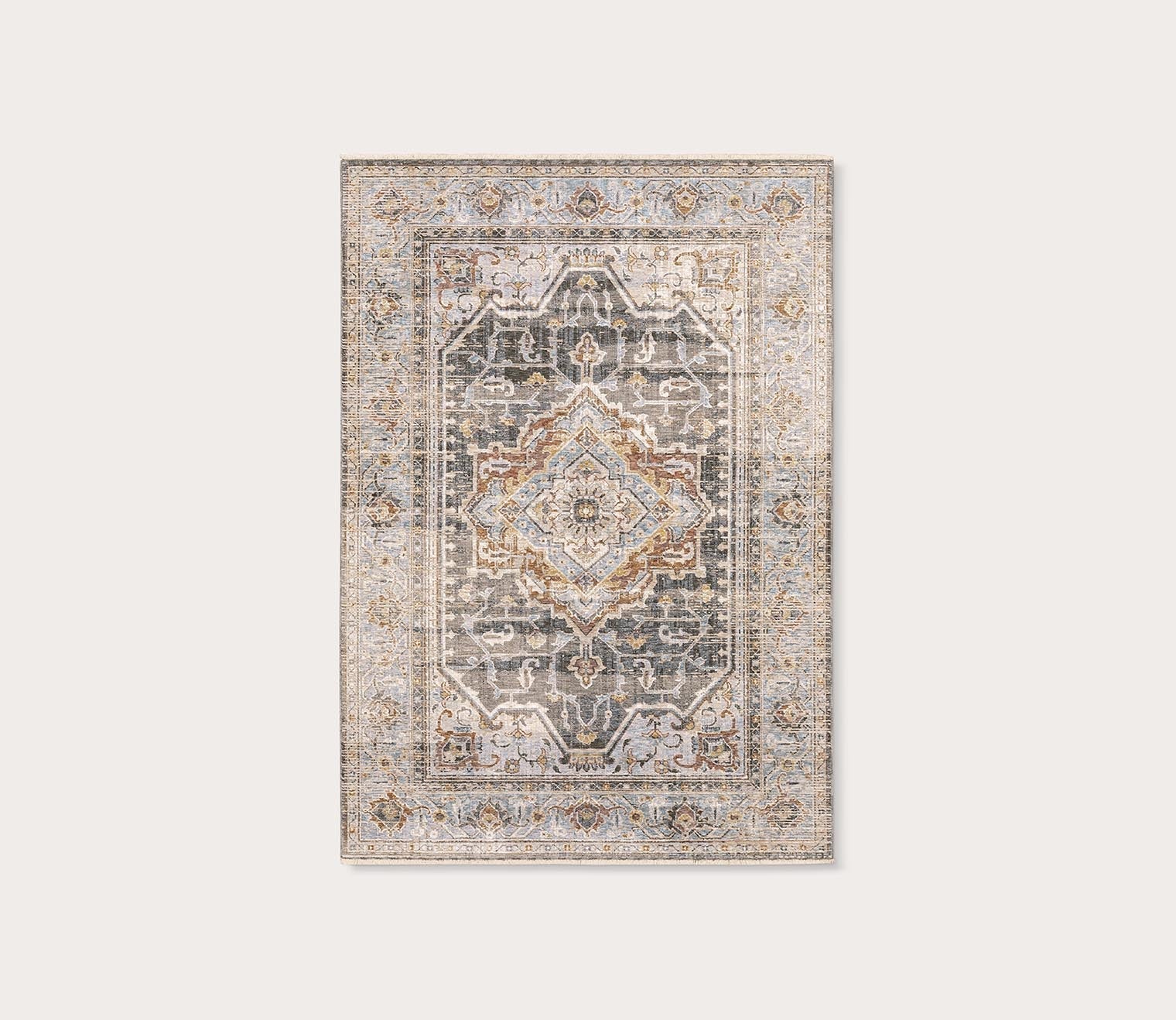 Maharaja Grey Central Medallion Area Rug