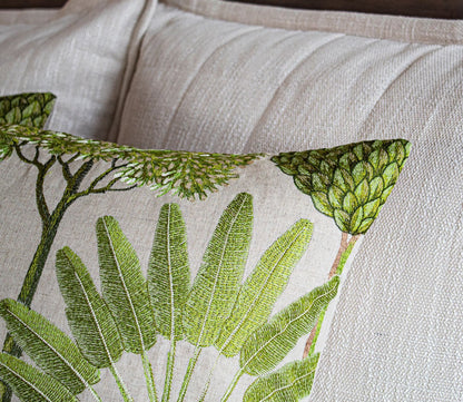 Majorelle Palm Tree Embroidered Throw Pillow by Ann Gish