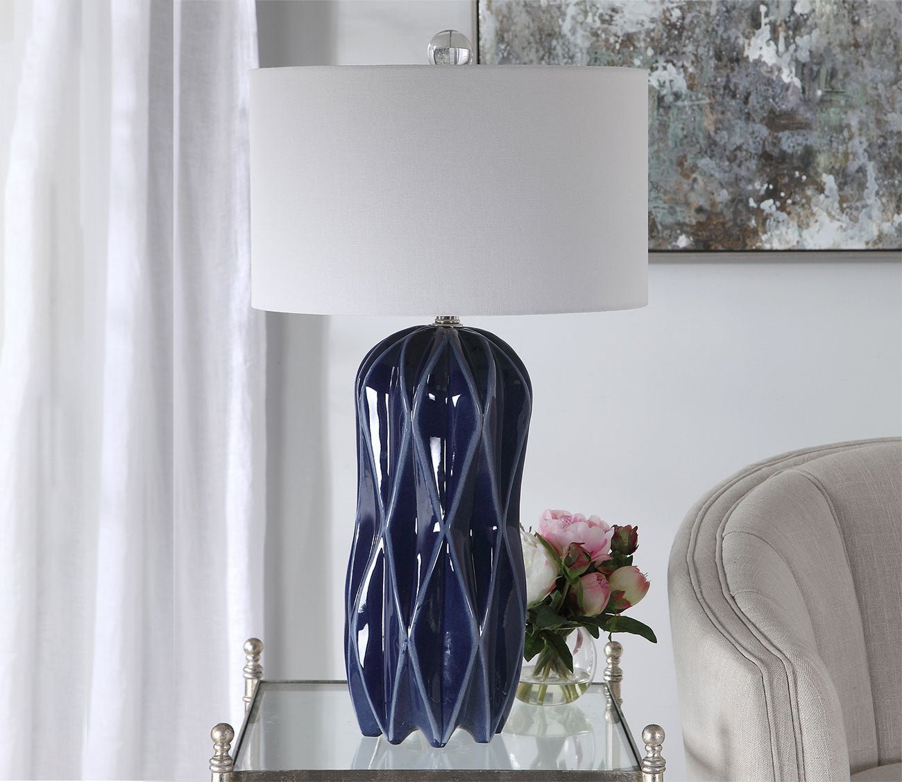 Malena Glossy Blue Table Lamp by Uttermost