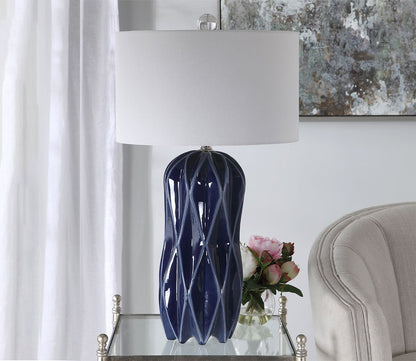 Malena Glossy Blue Table Lamp by Uttermost