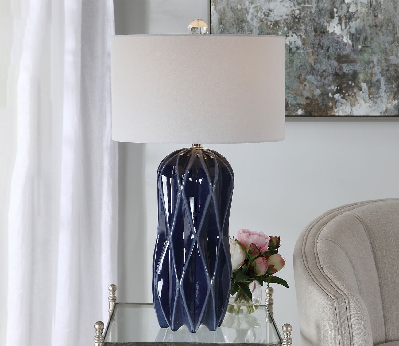 Malena Glossy Blue Table Lamp
