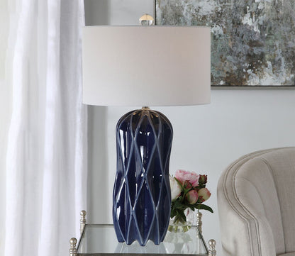 Malena Glossy Blue Table Lamp by Uttermost