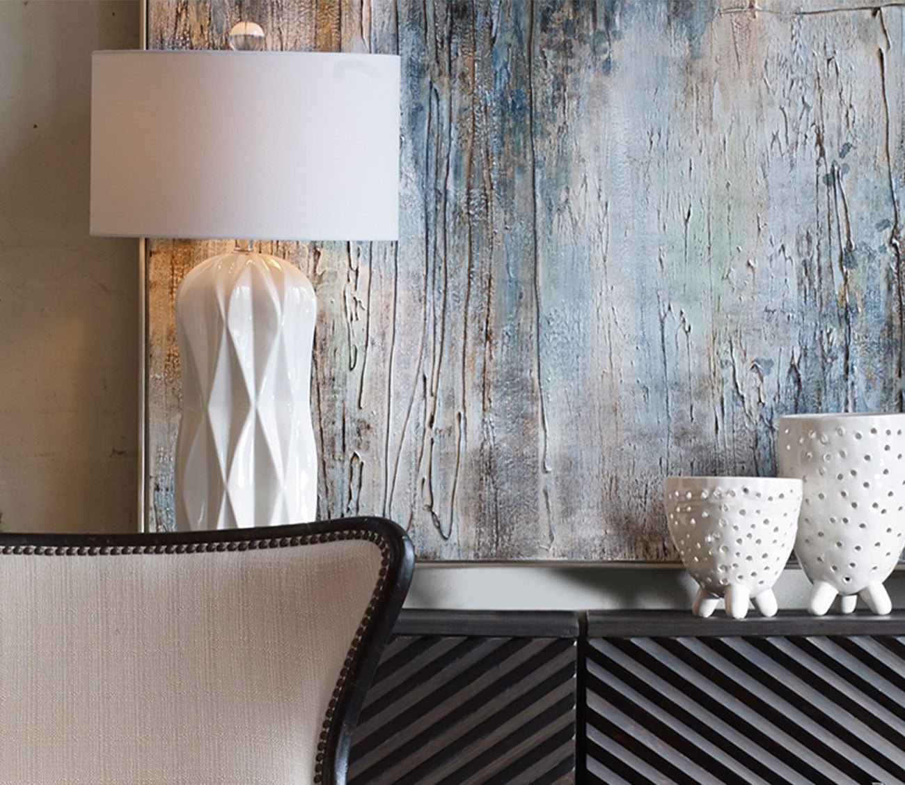 Malena Glossy White Table Lamp by Uttermost