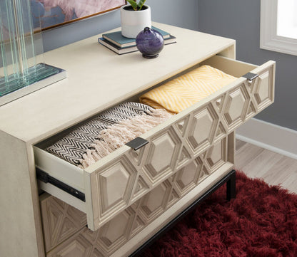 Malin Cream Geometric 3-Drawer Console Chest by Powell