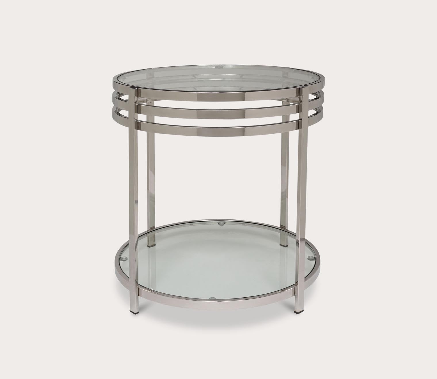 Malory Round Glass Top Chrome End Table by Safavieh
