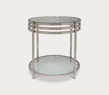 Malory Round Glass Top Chrome End Table by Safavieh