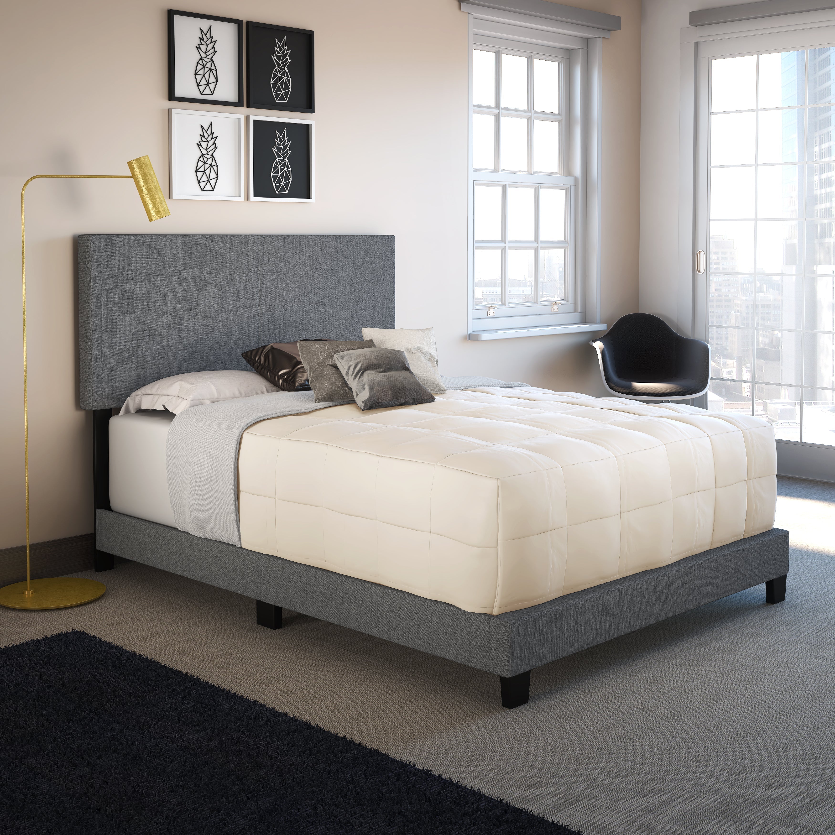 Malta Linen Fabric Upholstered Platform Bed by Arkotec