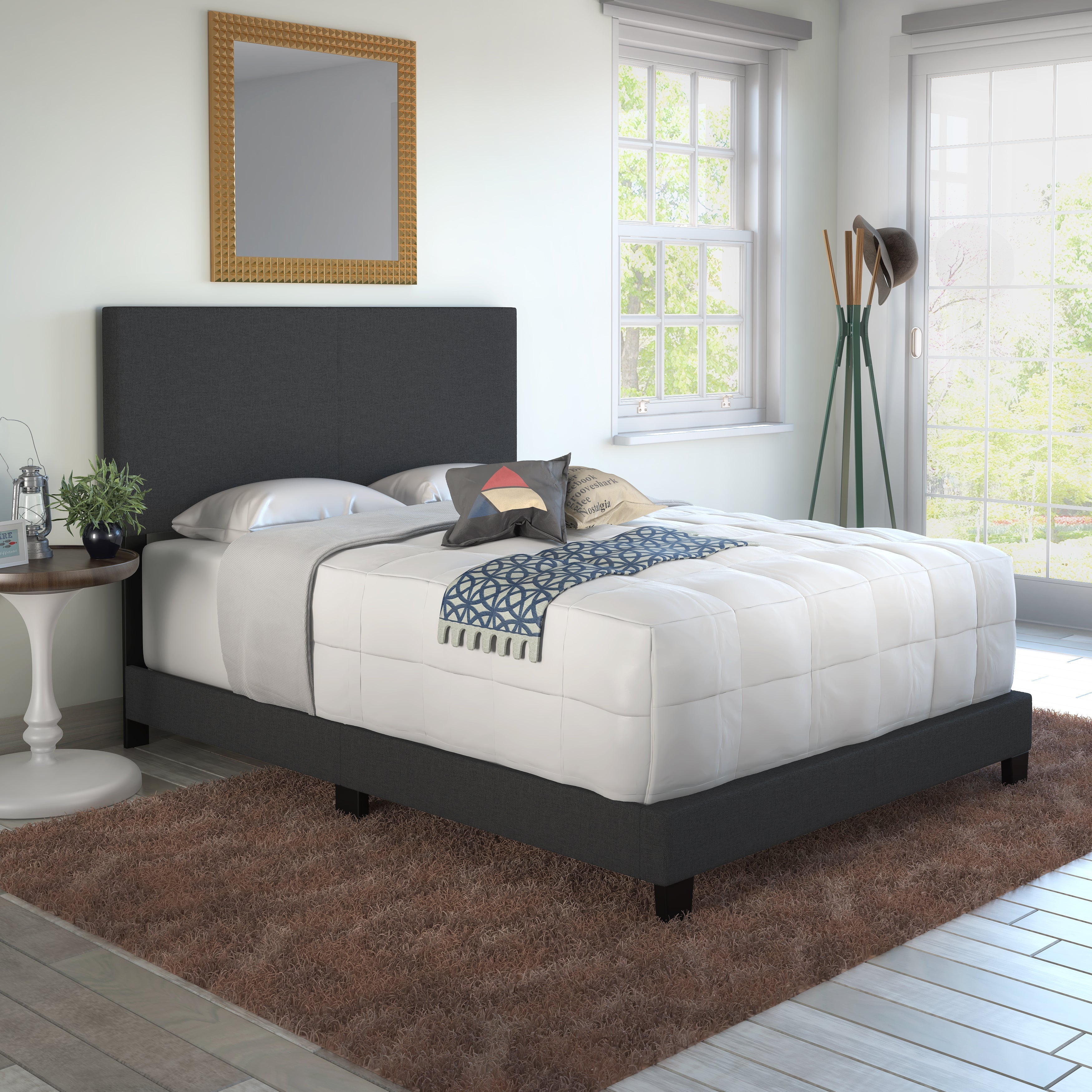 Malta Linen Fabric Upholstered Platform Bed