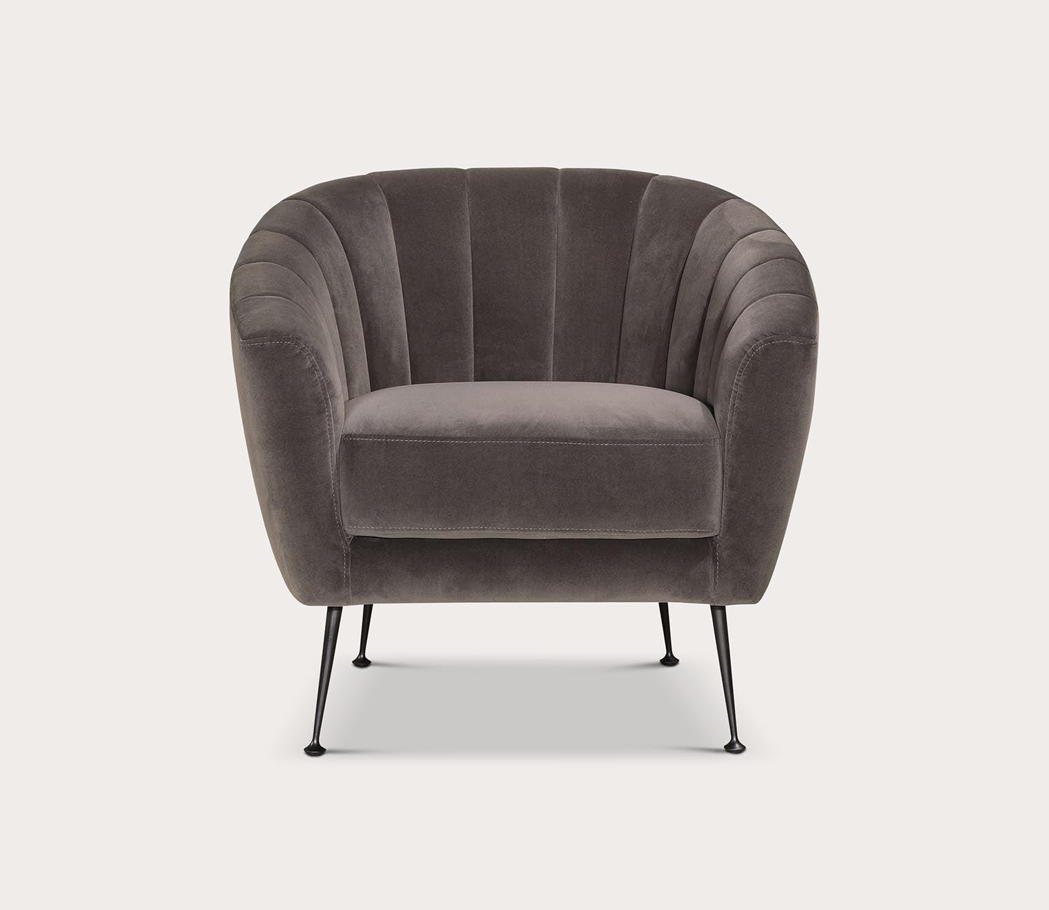 Marshall Tufted Grey Velvet Barrel Accent Chair